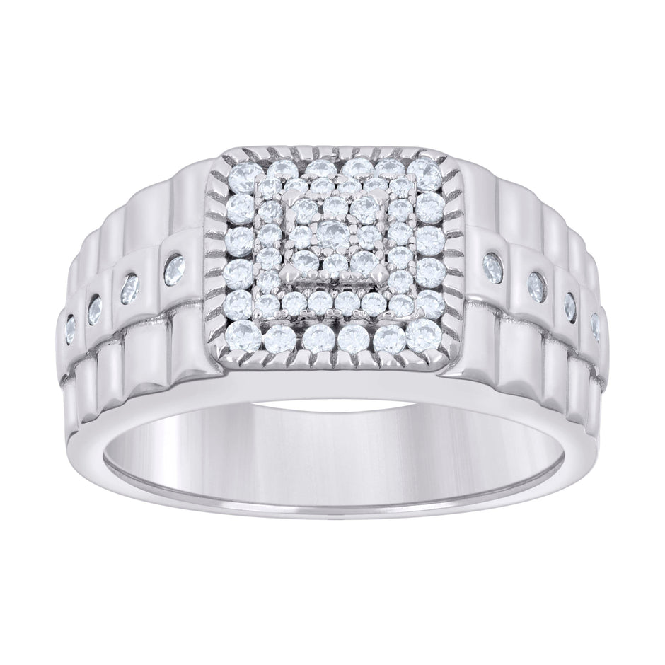 925 Sterling Silver Mens Cubic-Zirconia Fashion Ring Size 11 - SLV-132263
