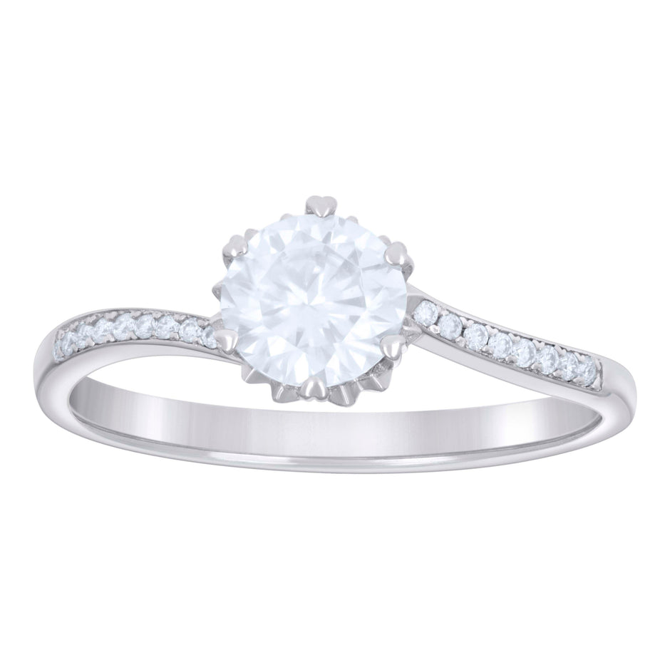 925 Sterling Silver Womens 1.11ct Moissanite Fashion Engagement Ring Size 8 - SLV-132264
