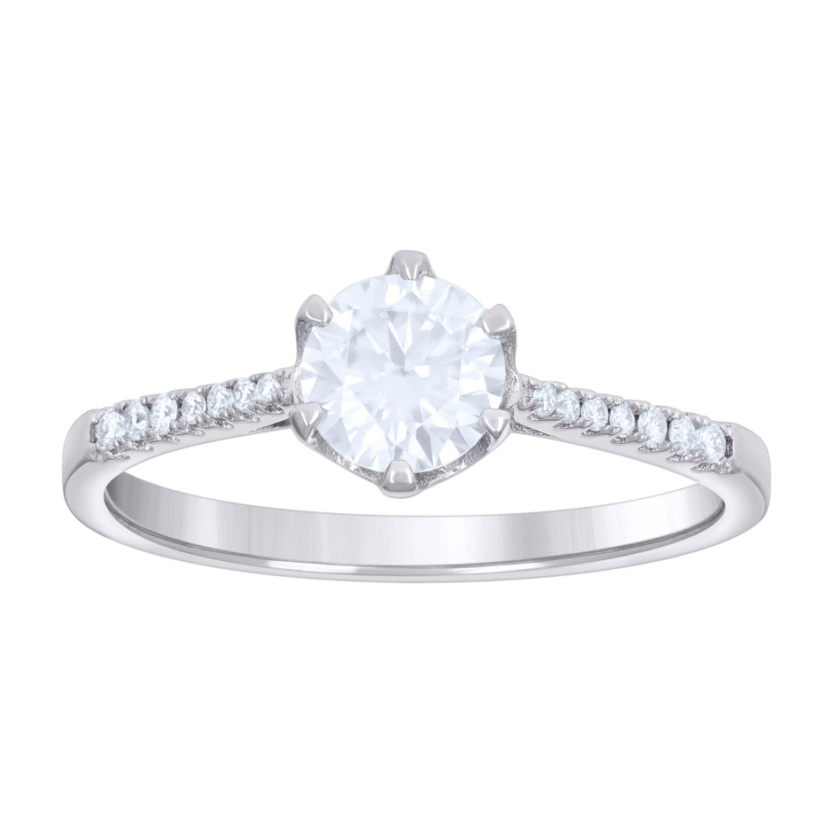 925 Sterling Silver Womens 1.04ct Moissanite Fashion Engagement Ring Size 6 - SLV-132280