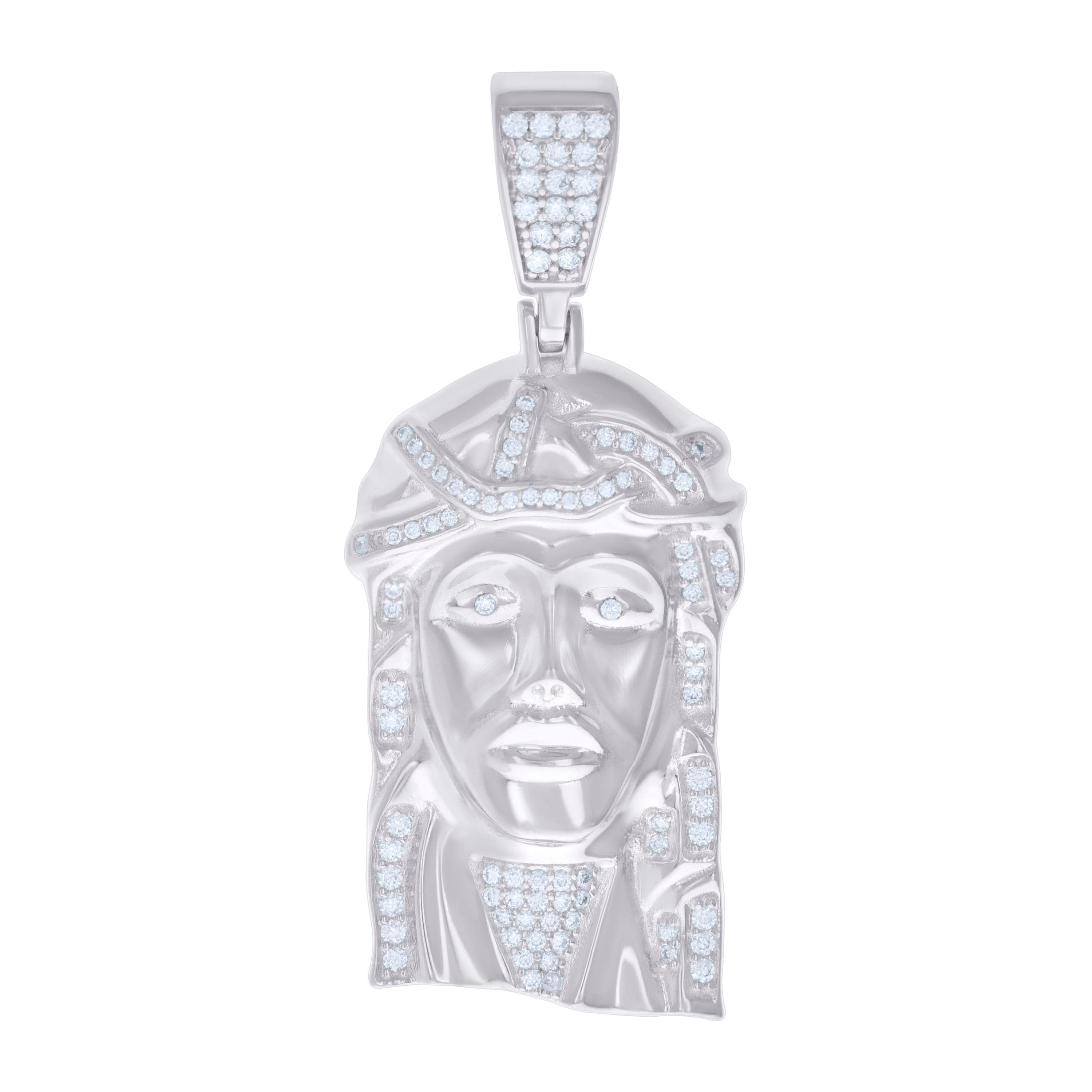925 Sterling Silver Mens 1.12ct Moissanite Jesus Religious Charm Pendant