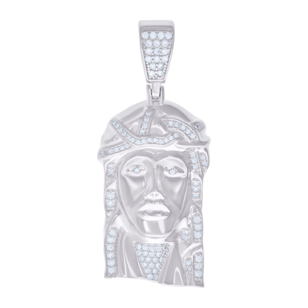 925 Sterling Silver Mens 1.12ct Moissanite Jesus Religious Charm Pendant