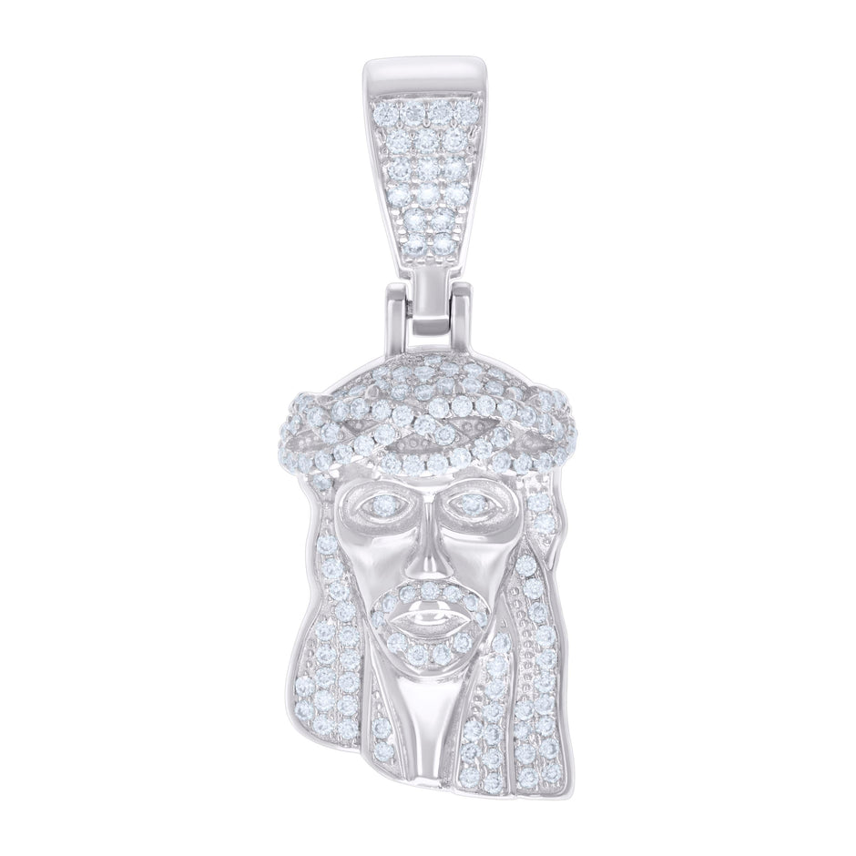 925 Sterling Silver Mens 0.81ct Moissanite Jesus Religious Charm Pendant