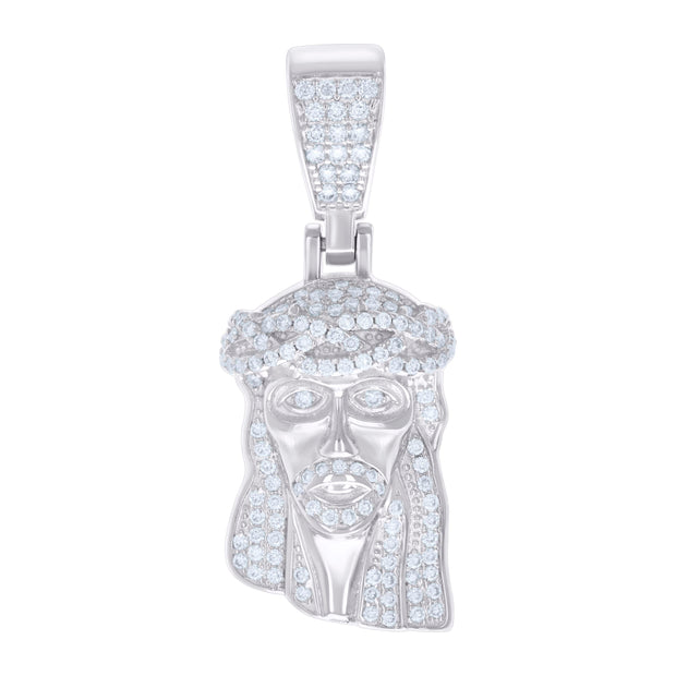 925 Sterling Silver Mens 0.81ct Moissanite Jesus Religious Charm Pendant