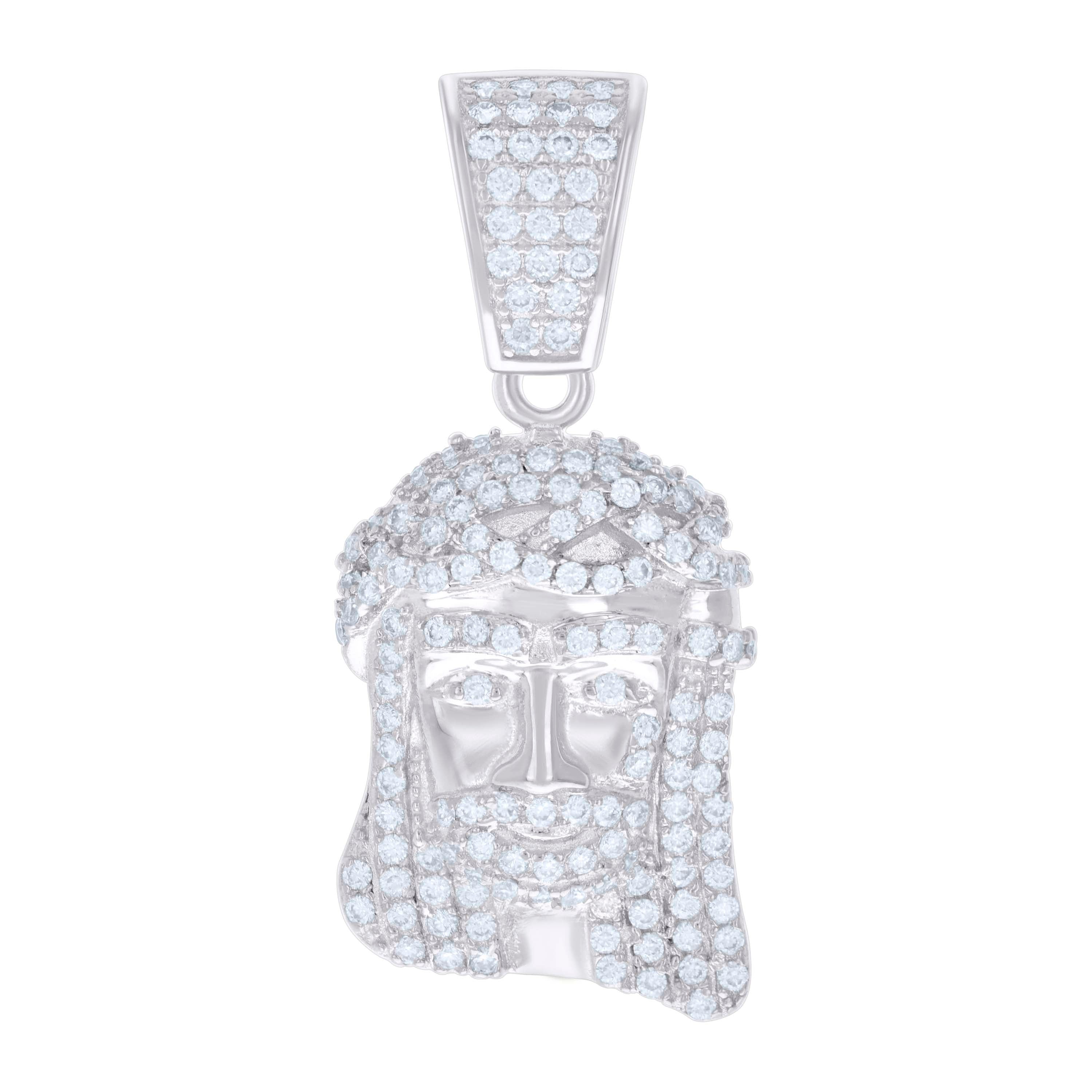 925 Sterling Silver Mens 0.66ct Moissanite Jesus Religious Charm Pendant