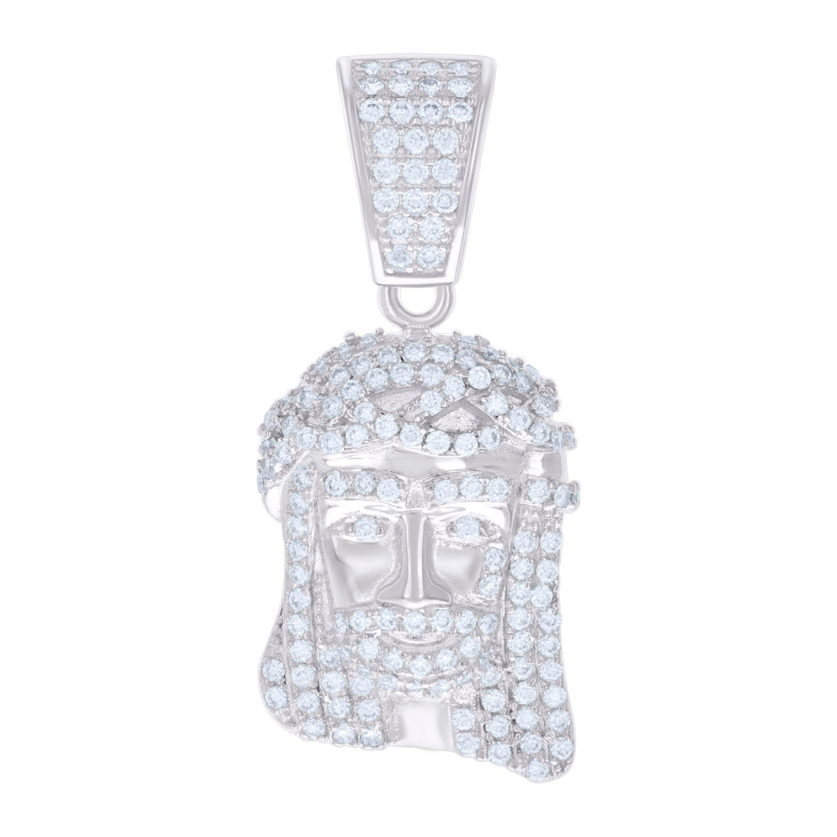 925 Sterling Silver Mens 0.66ct Moissanite Jesus Religious Charm Pendant