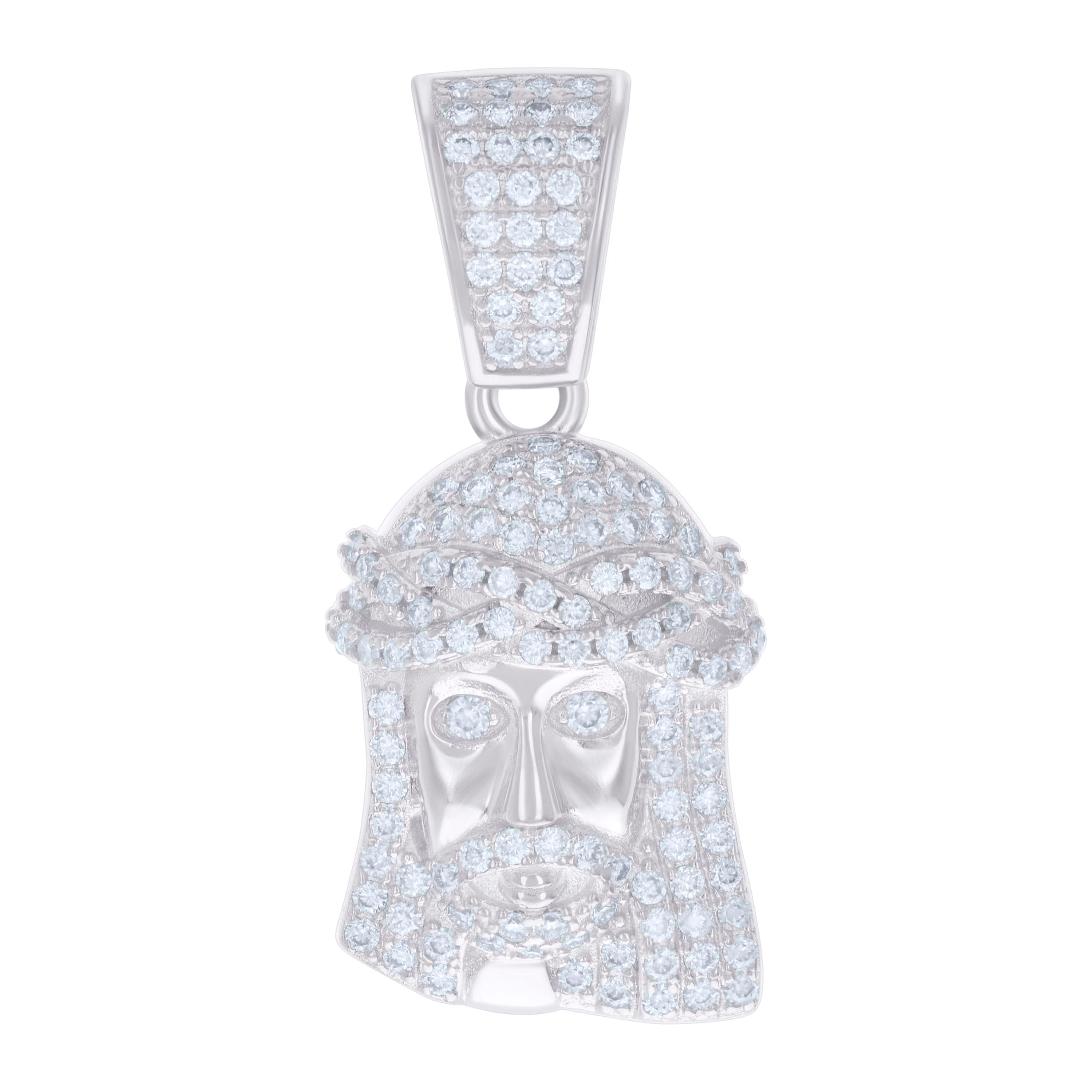 925 Sterling Silver Mens 0.69ct Moissanite Jesus Religious Charm Pendant