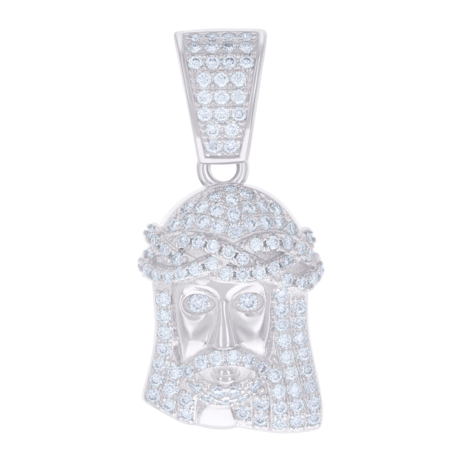 925 Sterling Silver Mens 0.69ct Moissanite Jesus Religious Charm Pendant