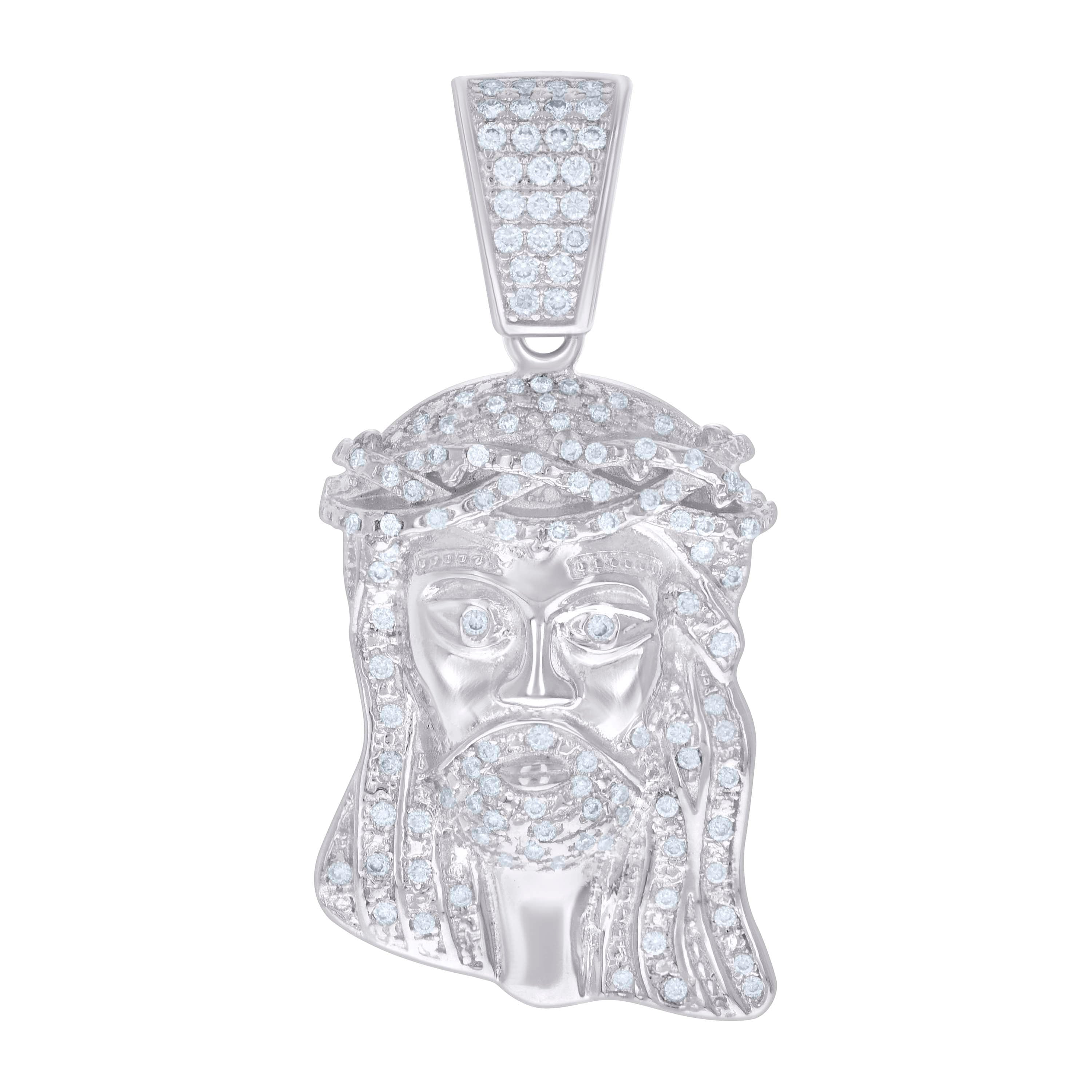 925 Sterling Silver Mens 0.64ct Moissanite Jesus Religious Charm Pendant