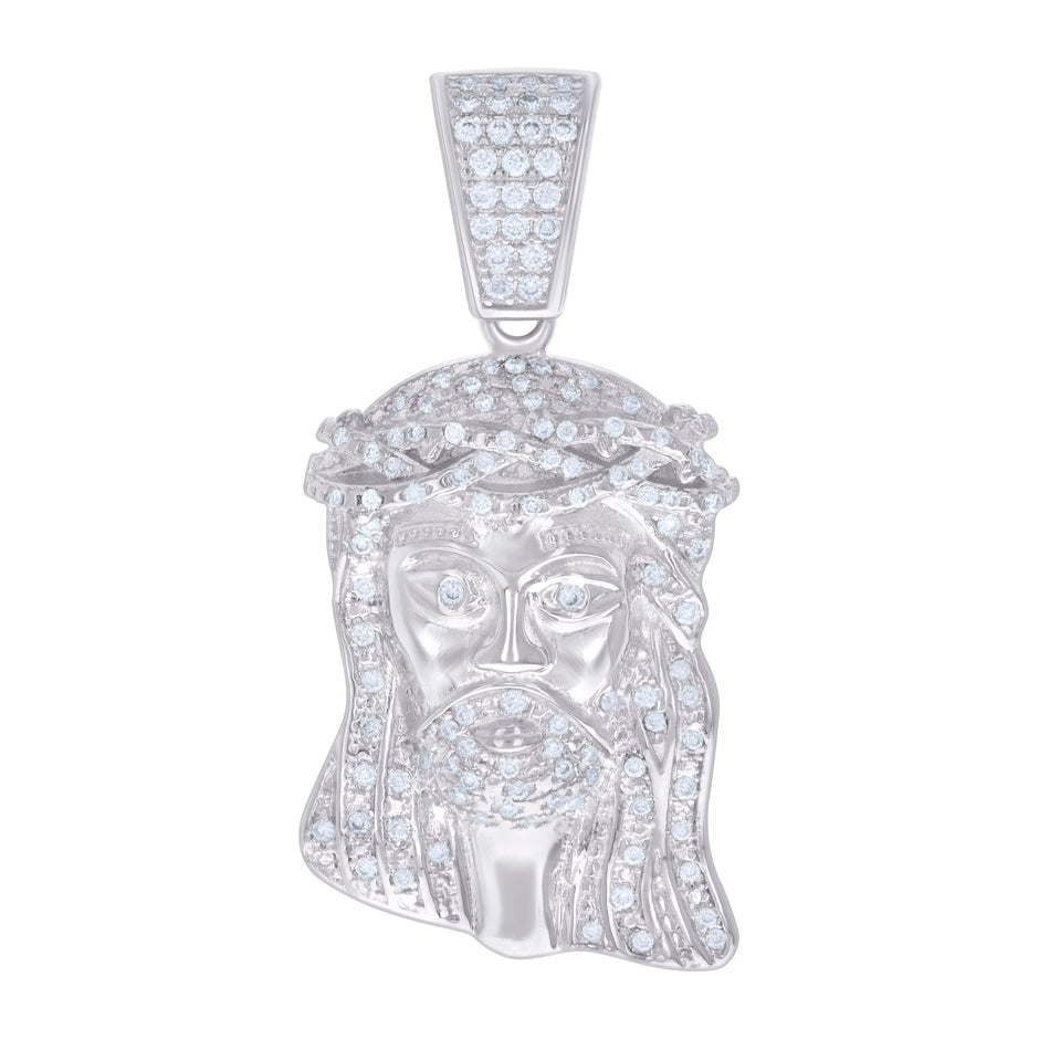 925 Sterling Silver Mens 0.64ct Moissanite Jesus Religious Charm Pendant