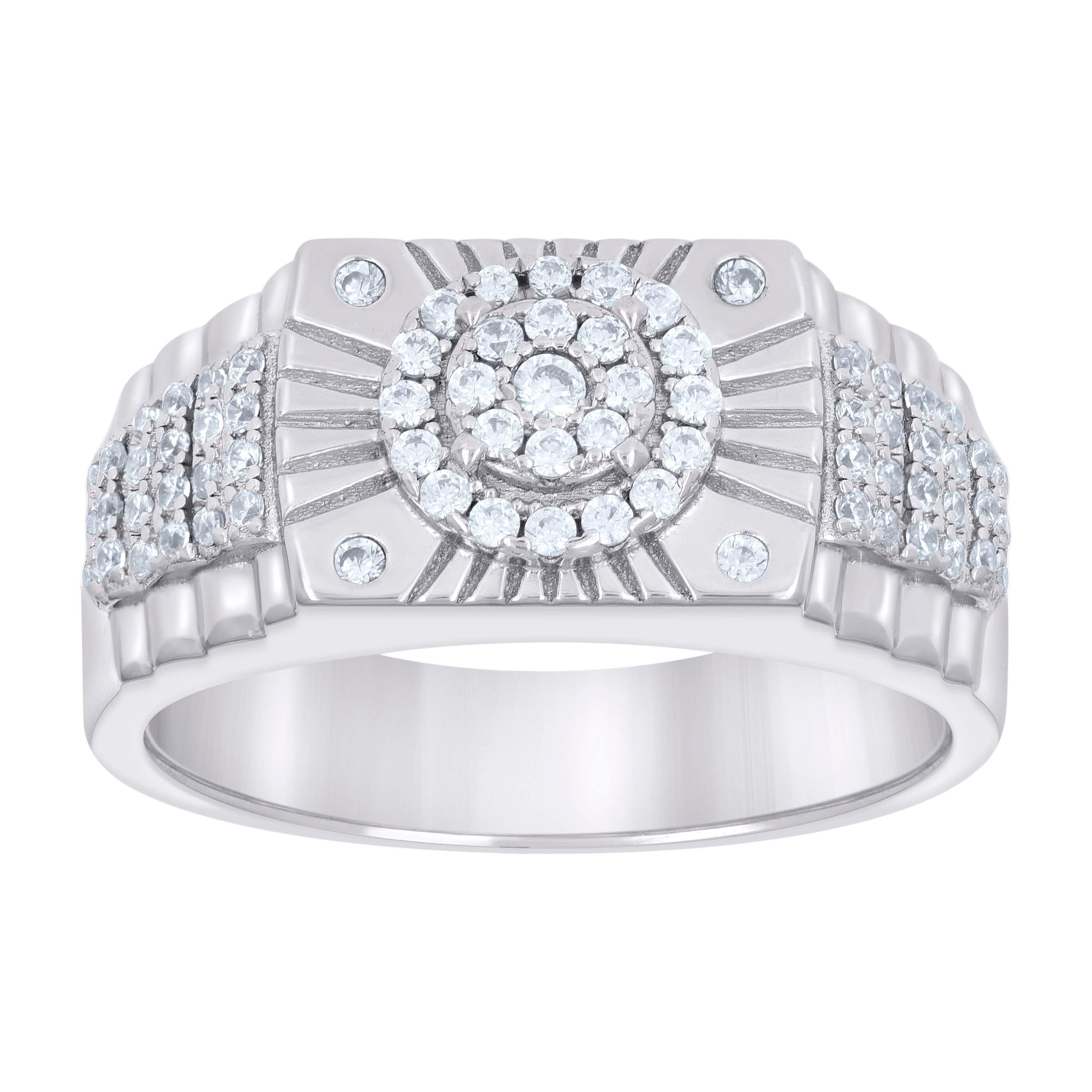 925 Sterling Silver Mens Cubic-Zirconia Fashion Ring Size 9