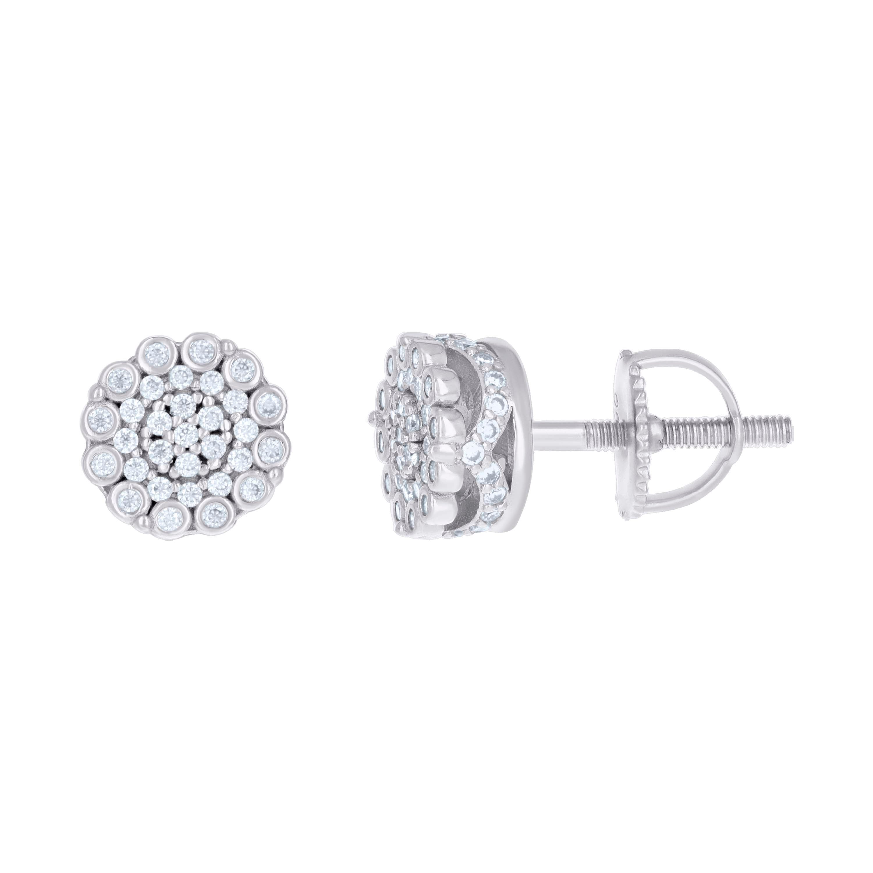 925 Sterling Silver Womens Cubic-Zirconia Flower Fashion Stud Earrings