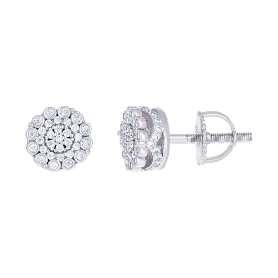 925 Sterling Silver Womens Cubic-Zirconia Flower Fashion Stud Earrings