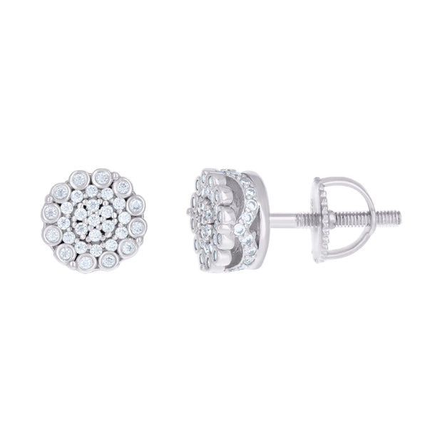 925 Sterling Silver Womens Cubic-Zirconia Flower Fashion Stud Earrings