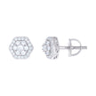 925 Sterling Silver Womens Cubic-Zirconia Flower Fashion Stud Earrings
