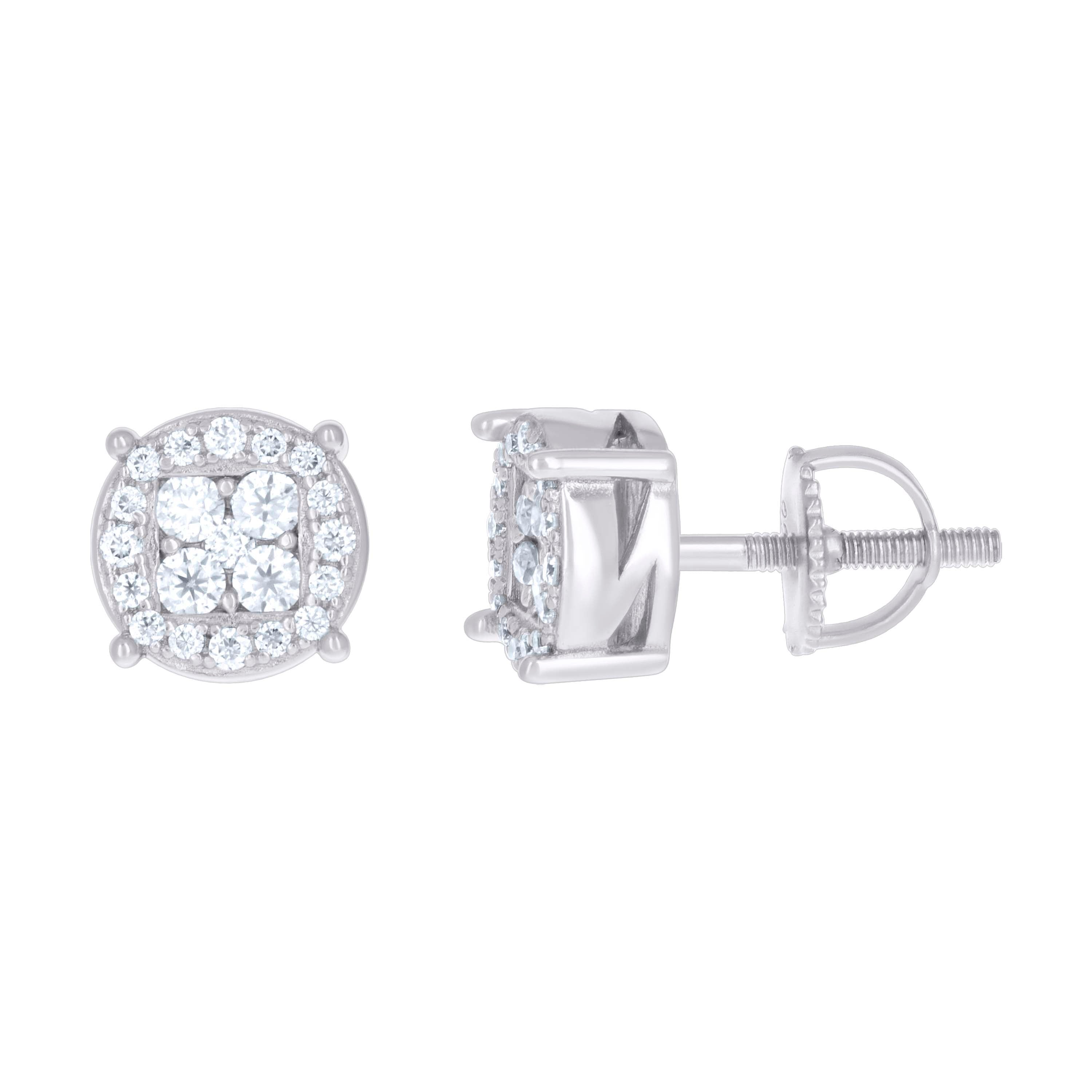 925 Sterling Silver Womens Cubic-Zirconia Fashion Stud Earrings