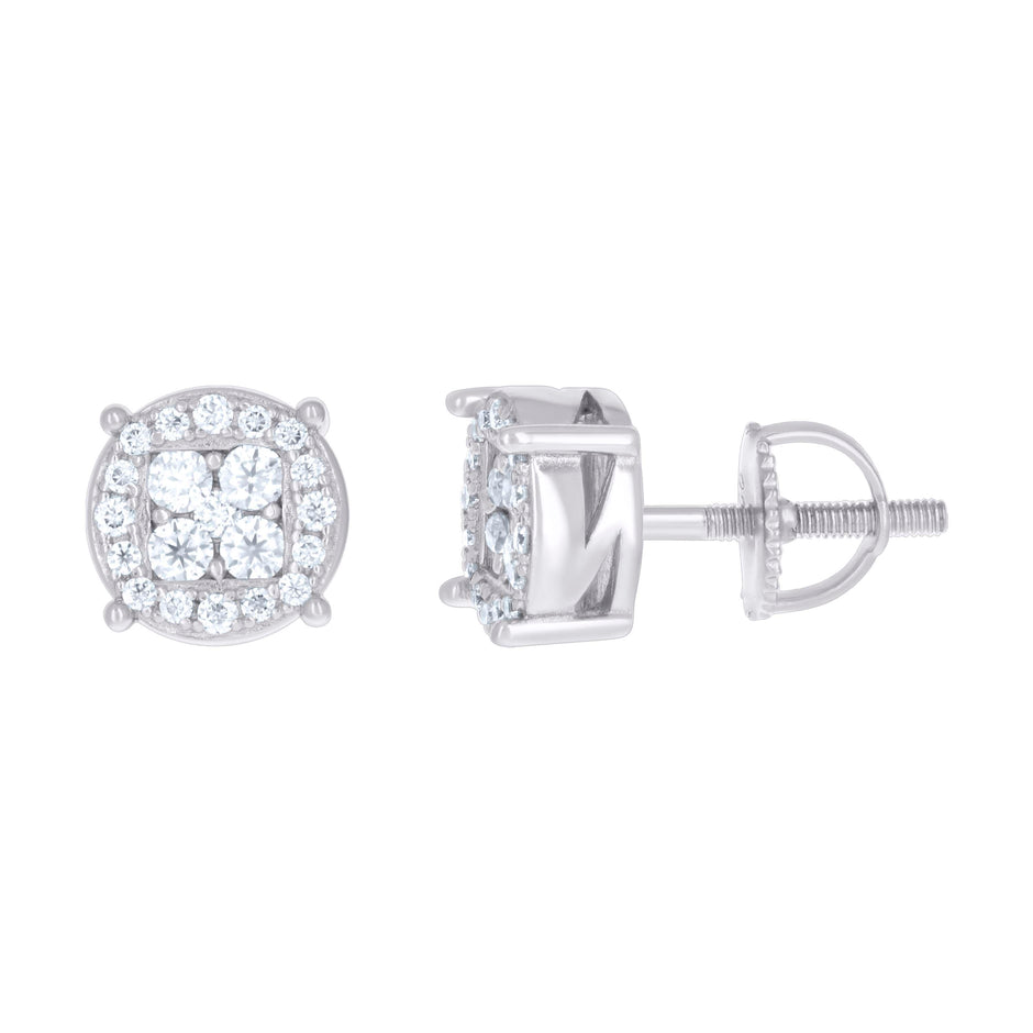 925 Sterling Silver Womens Cubic-Zirconia Fashion Stud Earrings