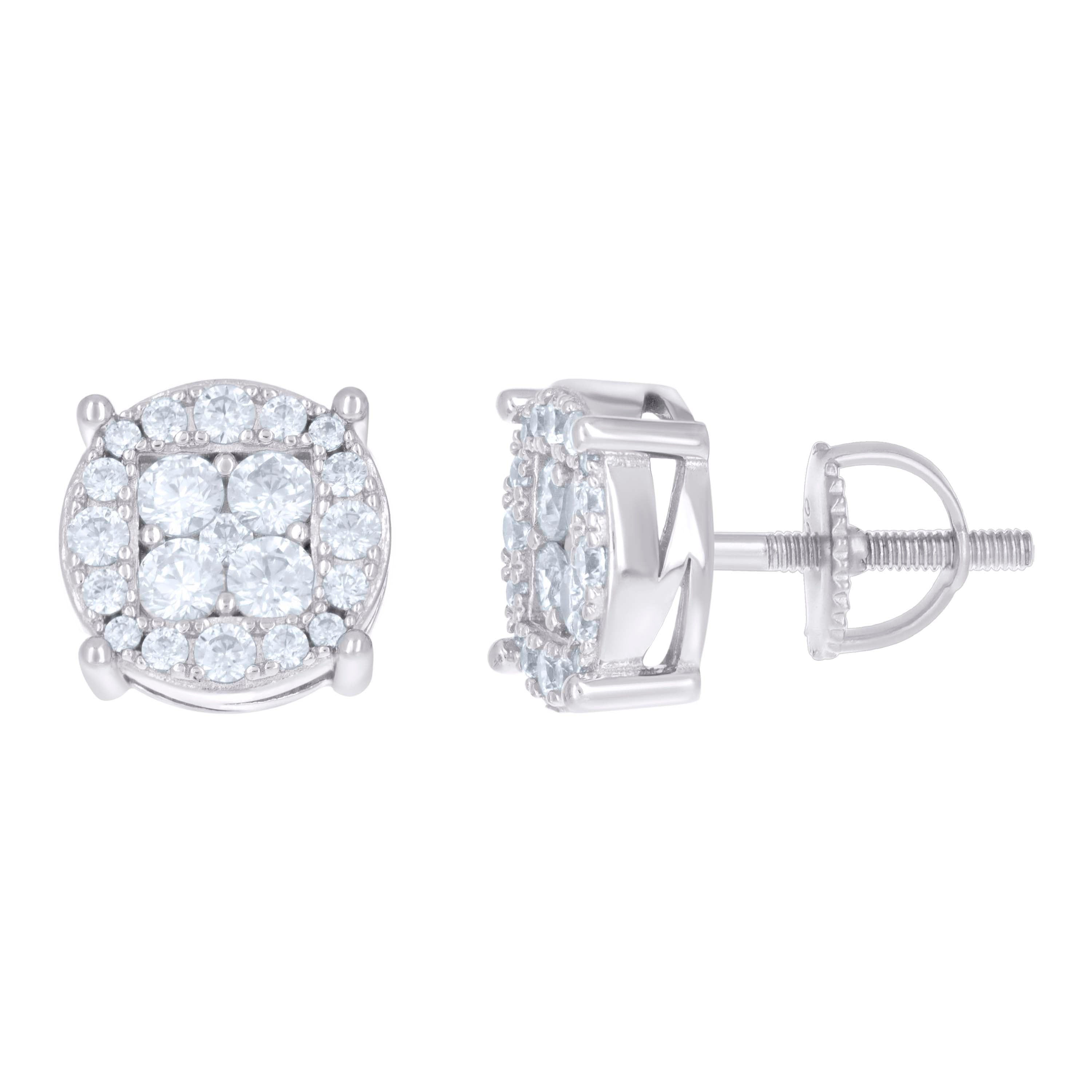 925 Sterling Silver Womens Cubic-Zirconia Fashion Stud Earrings