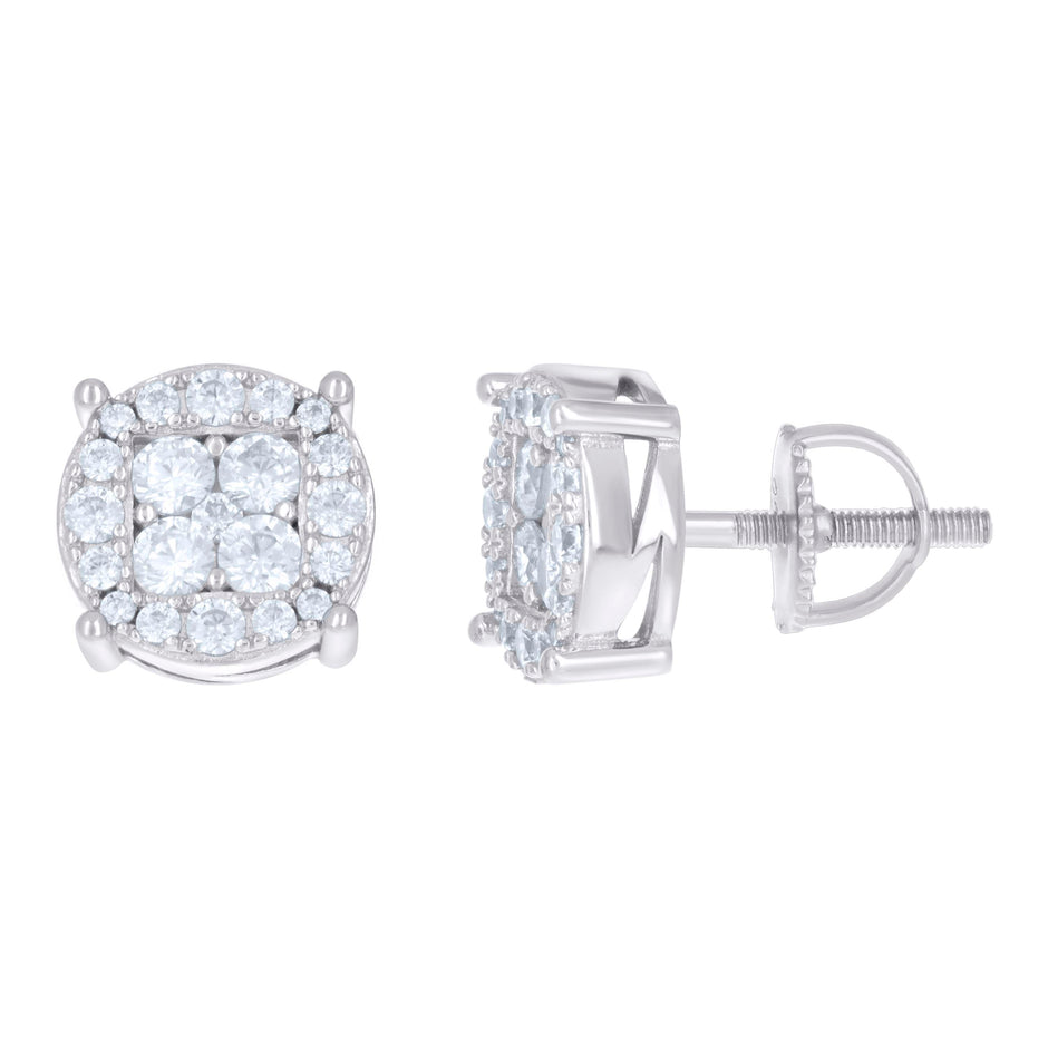 925 Sterling Silver Womens Cubic-Zirconia Fashion Stud Earrings
