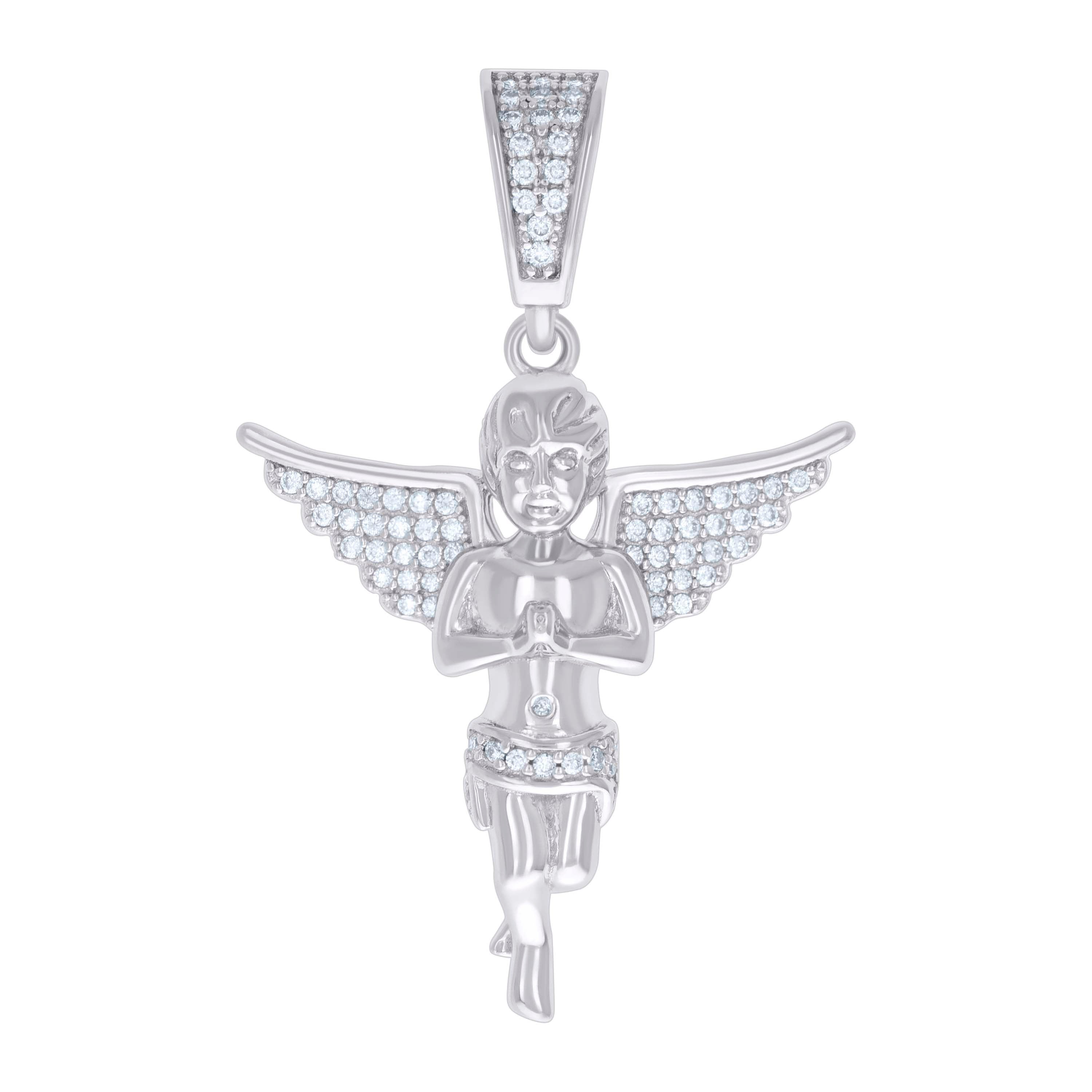 925 Sterling Silver Unisex 0.73ct Moissanite Angel Charm Pendant