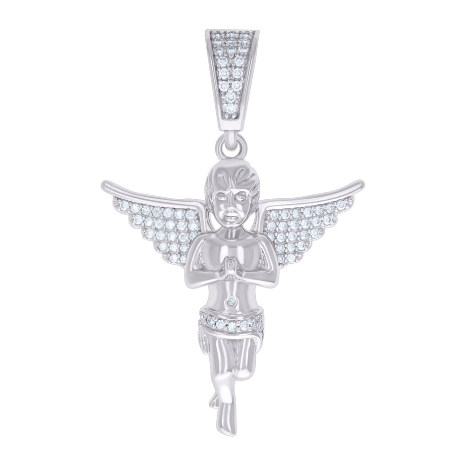 925 Sterling Silver Unisex 0.73ct Moissanite Angel Charm Pendant