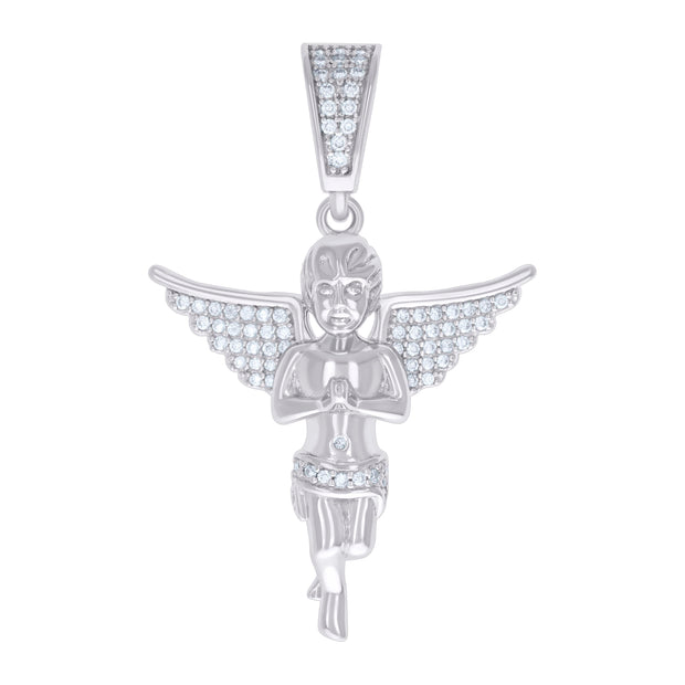 925 Sterling Silver Unisex 0.73ct Moissanite Angel Charm Pendant