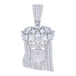 925 Sterling Silver Mens 0.77ct, 1.55ct Baguette Round Moissanite Jesus Religious Pendant