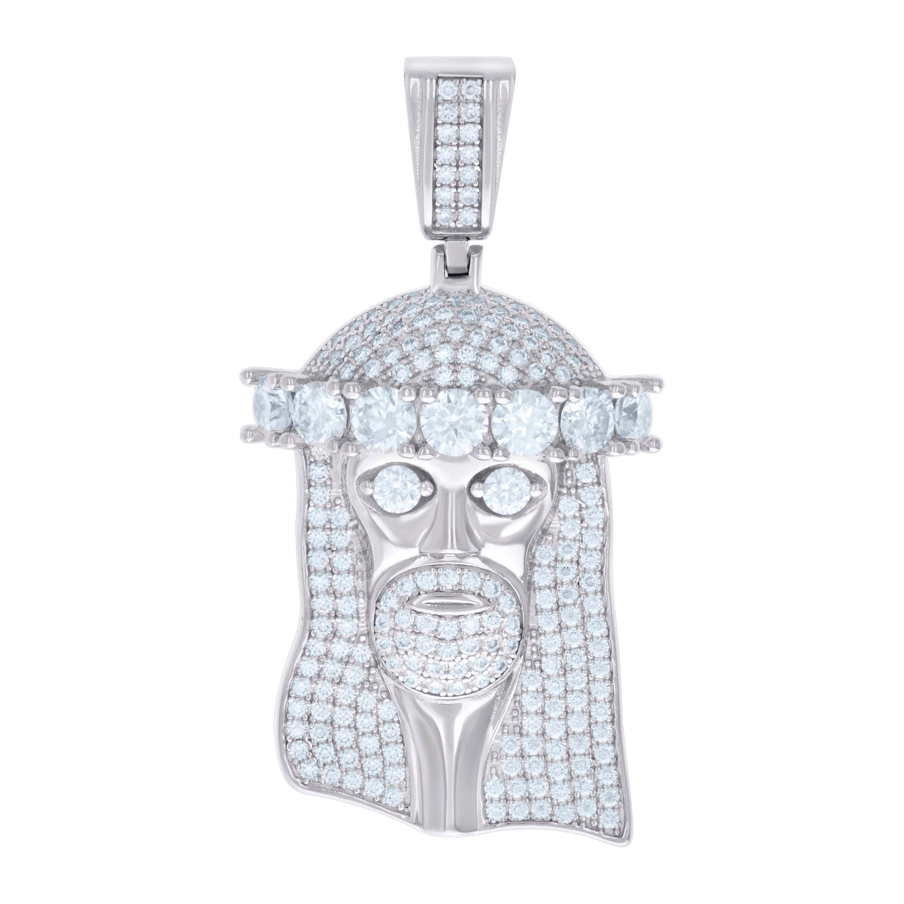 925 Sterling Silver Mens 4.11ct Moissanite Jesus Religious Charm Pendant