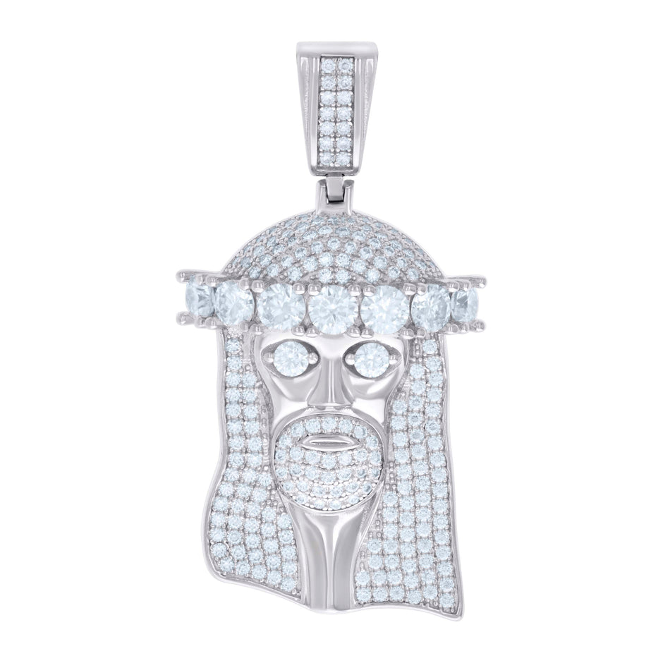 925 Sterling Silver Mens 4.11ct Moissanite Jesus Religious Charm Pendant