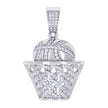 925 Sterling Silver Mens 1.01ct Moissanite Basket Ball Sports Charm Pendant