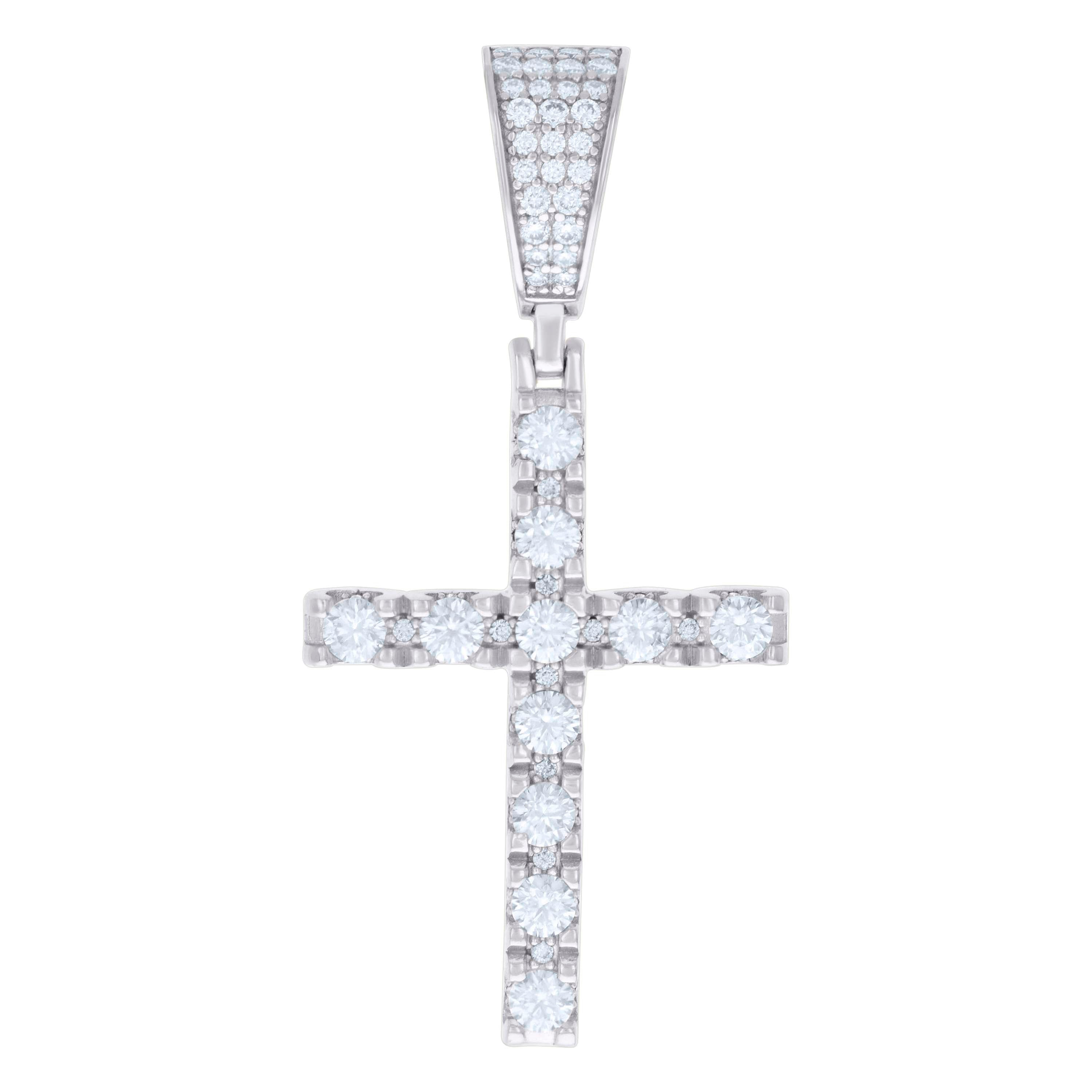 925 Sterling Silver Unisex 2.04ct Moissanite Cross Religious Charm Pendant