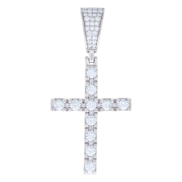 925 Sterling Silver Unisex 2.04ct Moissanite Cross Religious Charm Pendant