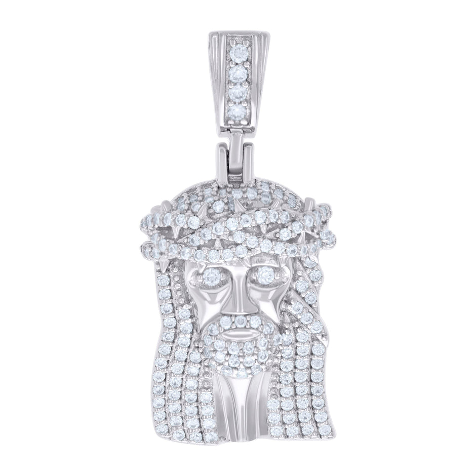 925 Sterling Silver Mens 0.91ct Moissanite Jesus Religious Charm Pendant