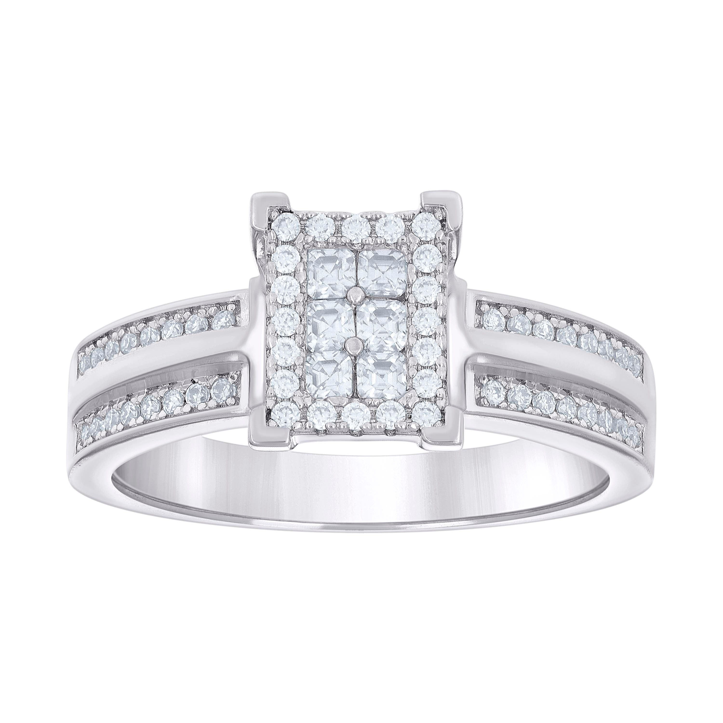 925 Sterling Silver Womens Princess-cut Round Cubic-Zirconia Fashion Engagement Ring Size 8 - SLV-132478