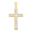 10kt Gold Two-Tone Diamond-Cut Mens Cross Religious Charm Pendant