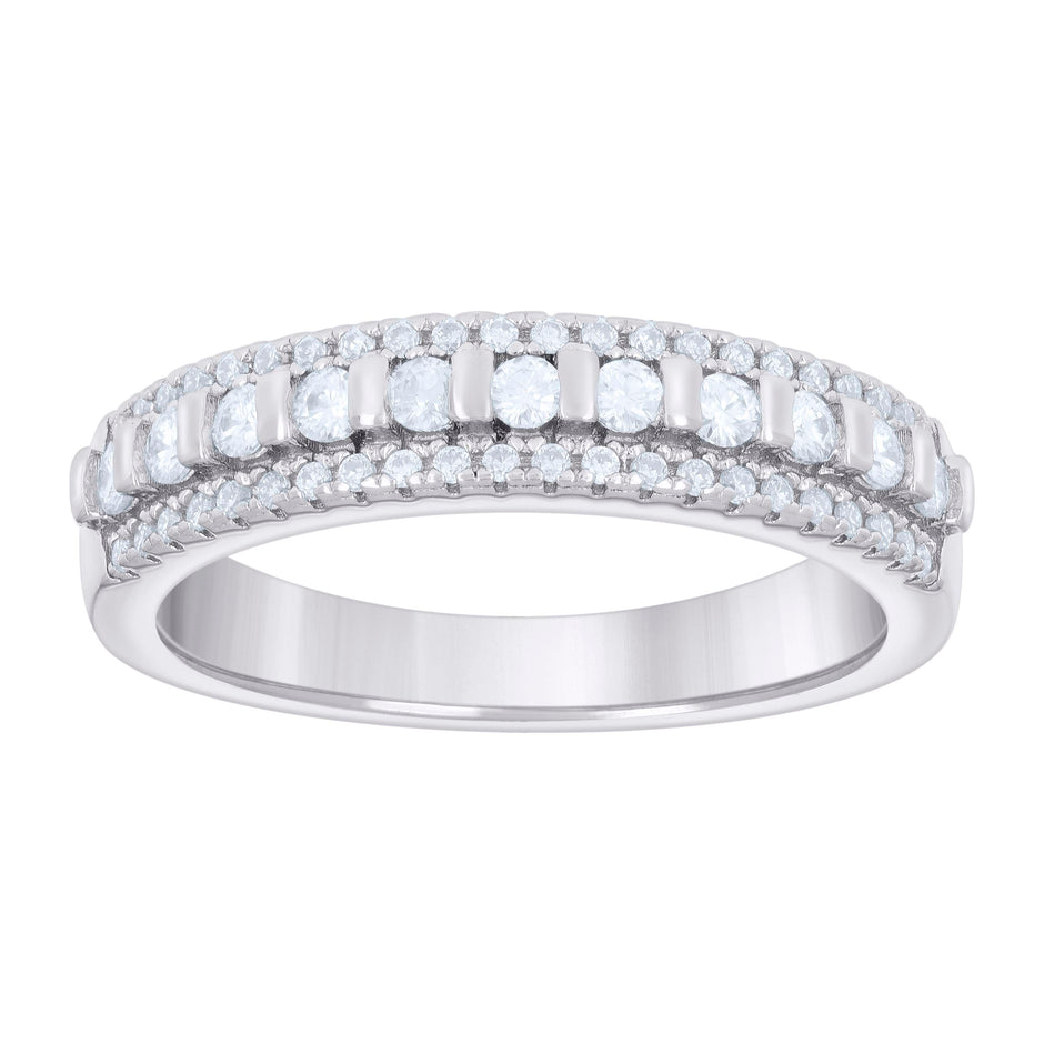 925 Sterling Silver Womens Cubic-Zirconia Fashion Wedding Band Ring Size 8 - SLV-132488