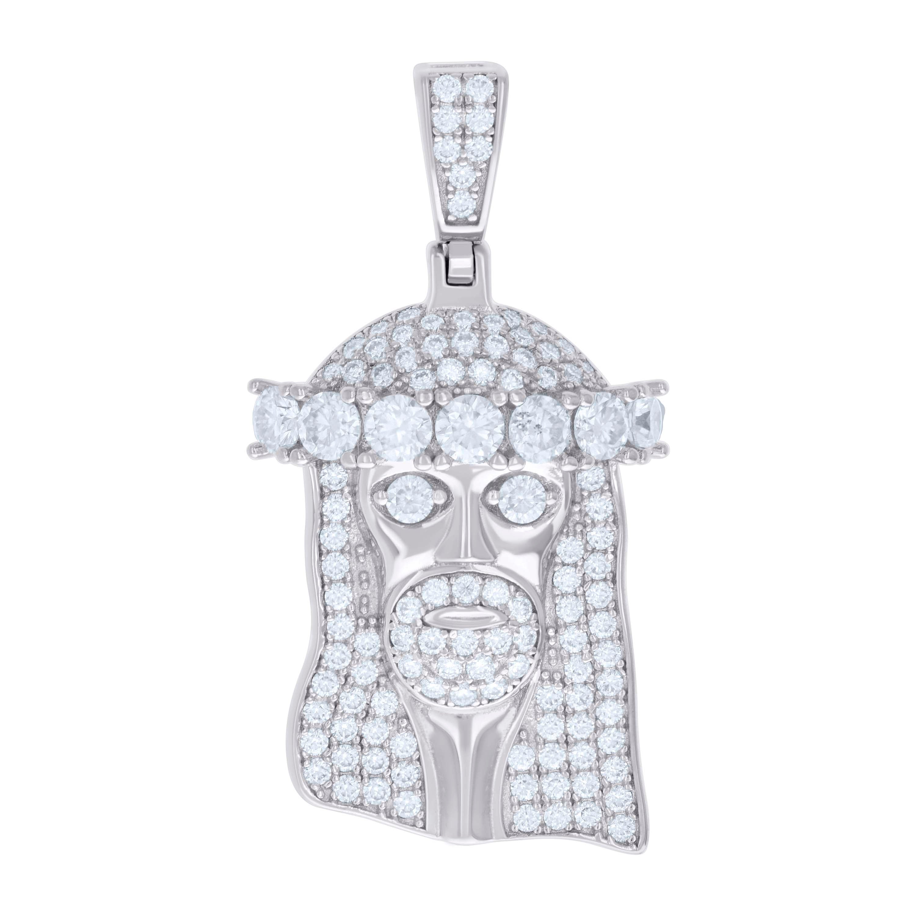 925 Sterling Silver Mens 1.67ct Moissanite Jesus Religious Charm Pendant