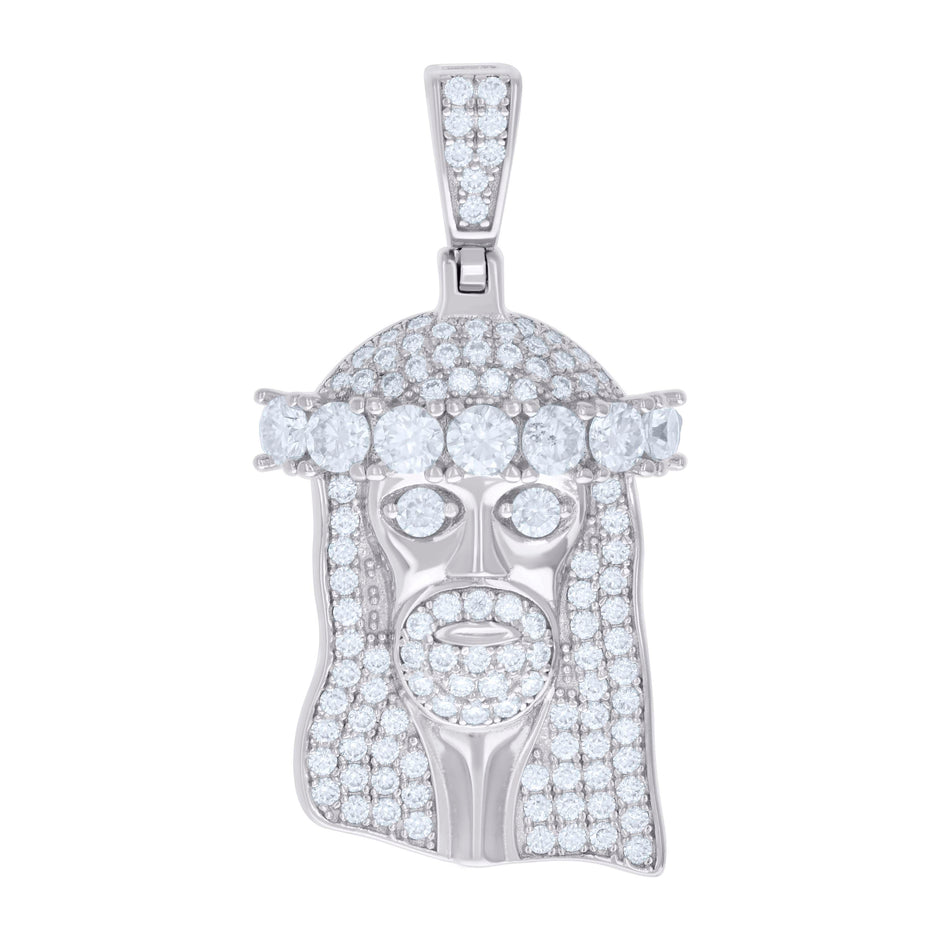 925 Sterling Silver Mens 1.67ct Moissanite Jesus Religious Charm Pendant