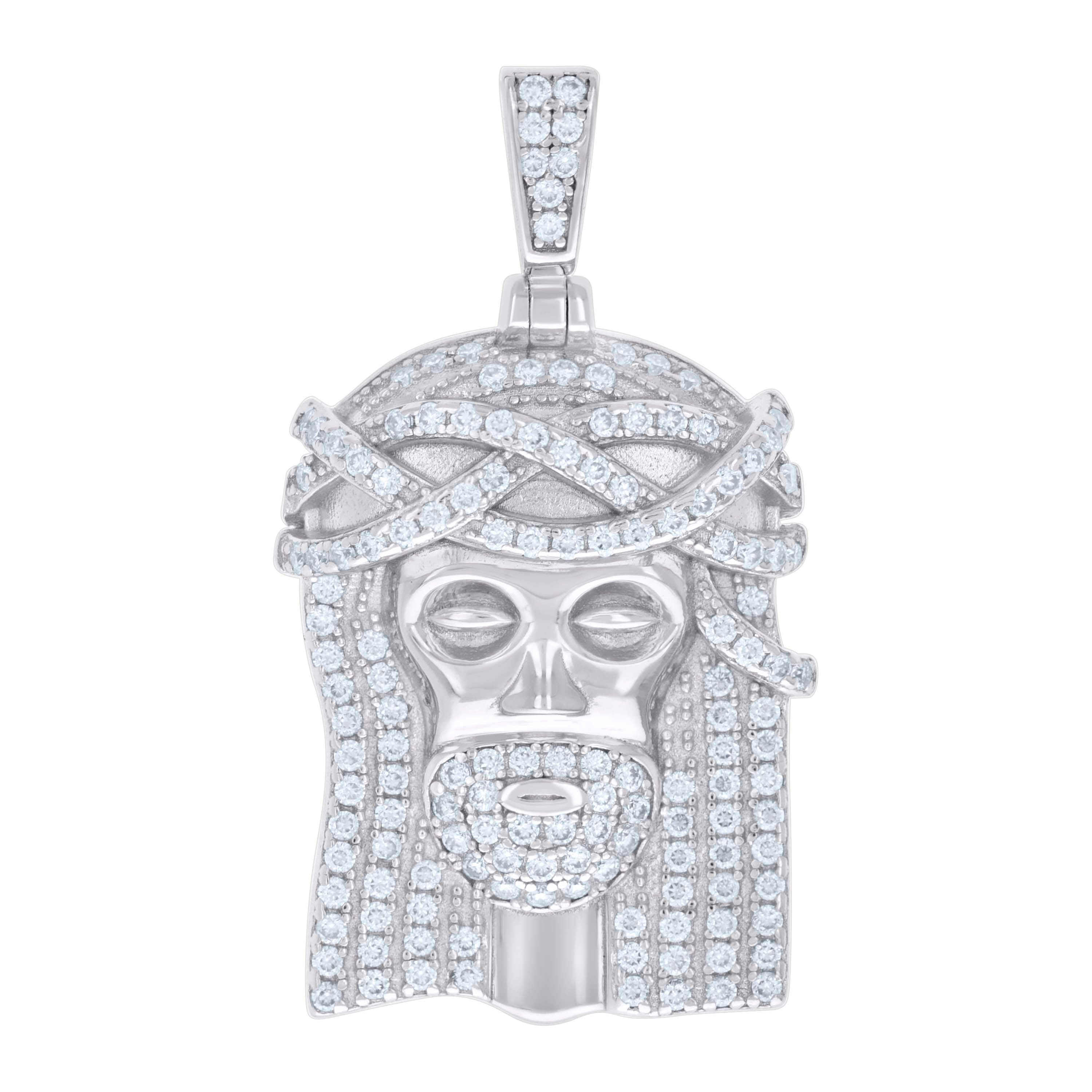 925 Sterling Silver Mens 0.78ct Moissanite Jesus Religious Charm Pendant
