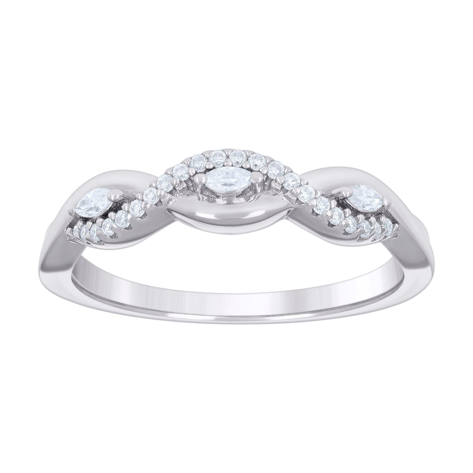925 Sterling Silver Womens Marquise Round Cubic-Zirconia Infinity Love Engagement Ring Size 7 - SLV-132519