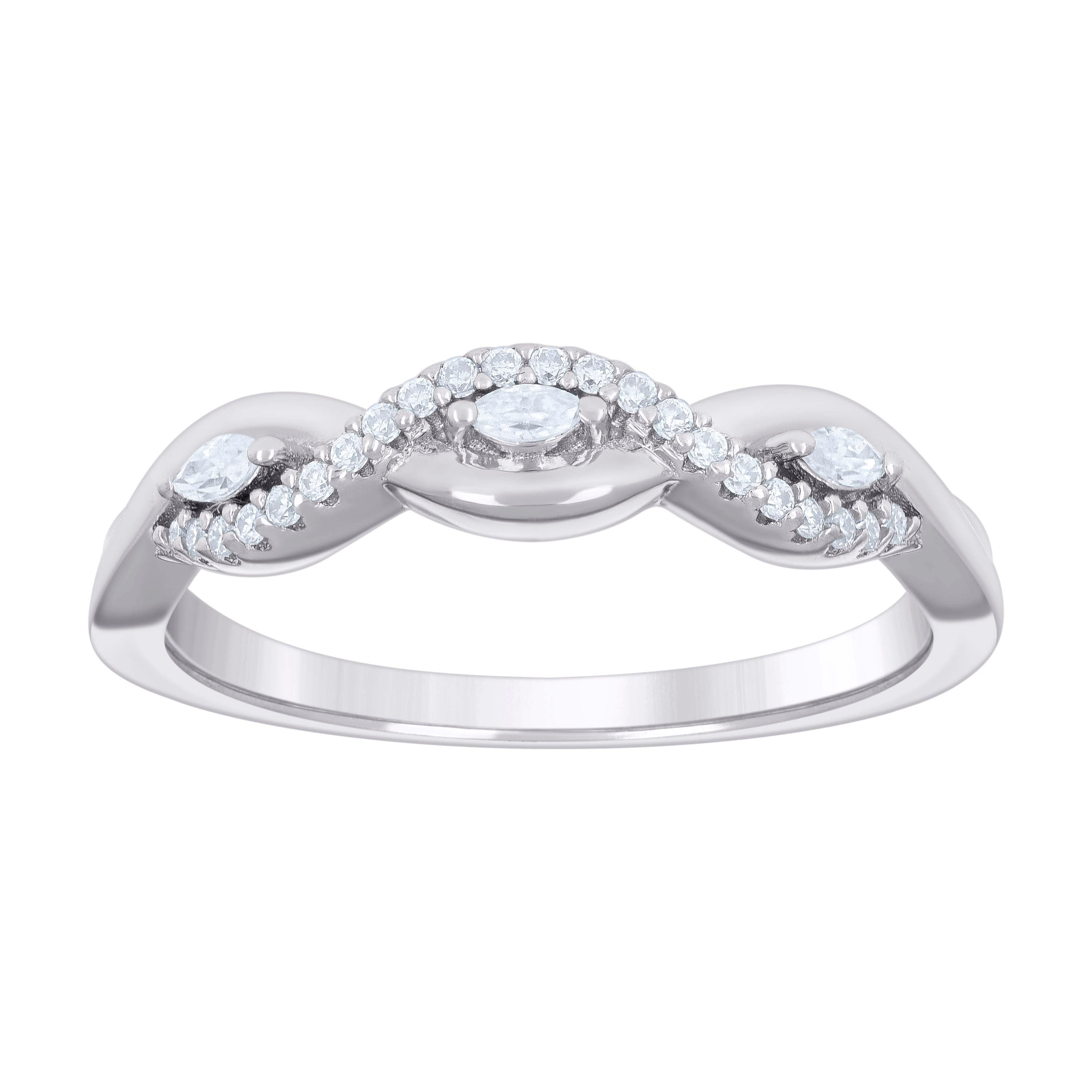 925 Sterling Silver Womens Marquise Round Cubic-Zirconia Infinity Love Engagement Ring Size 6 - SLV-132517