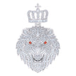 925 Sterling Silver Mens 4.48ct, 0.42ct Red White Baguette Round Moissanite Leo/Lion Head Pendant