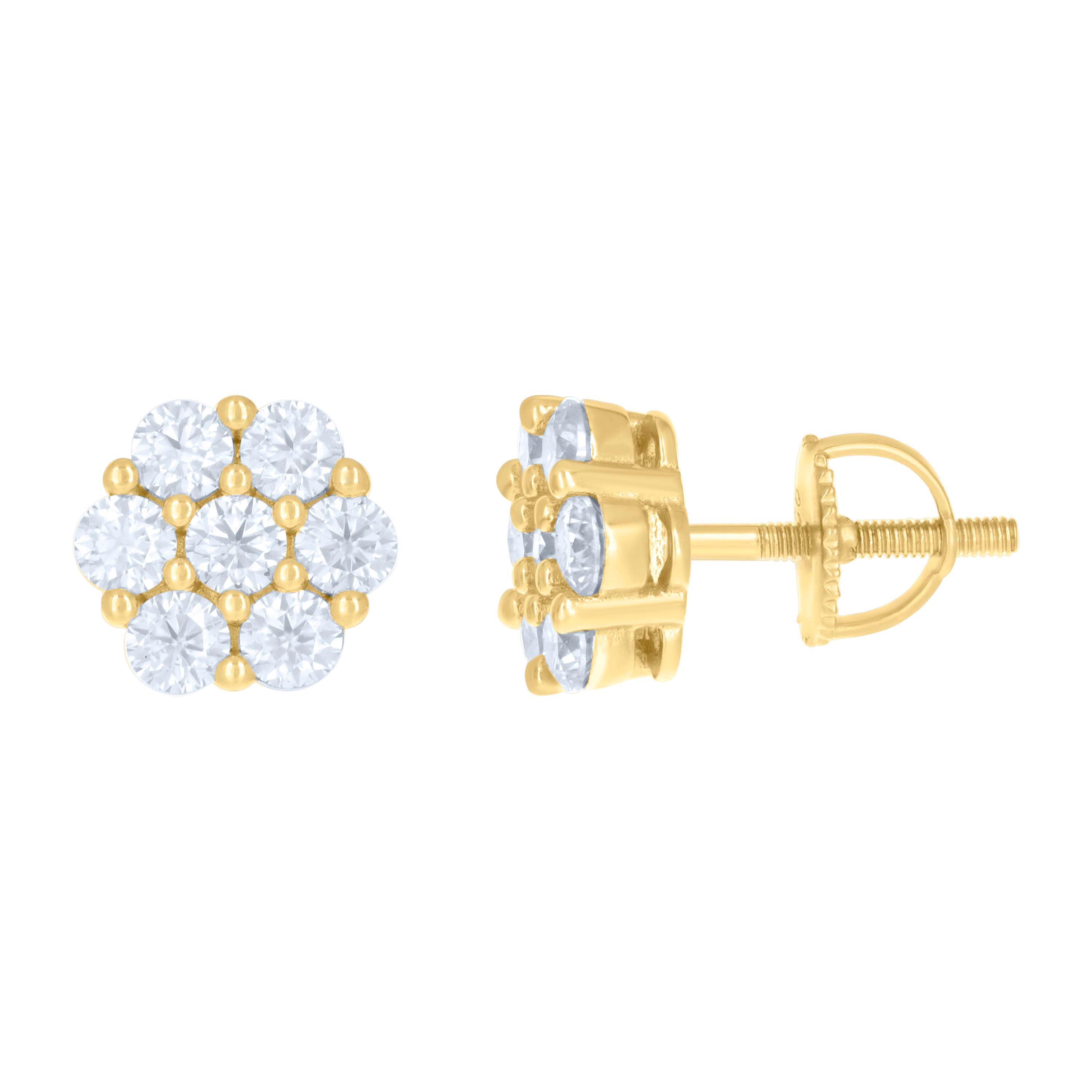 925 Sterling Silver Yellow-tone Womens 1.32ct Moissanite Flower Fashion Stud Earrings