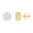925 Sterling Silver Yellow-tone Womens 1.32ct Moissanite Flower Fashion Stud Earrings