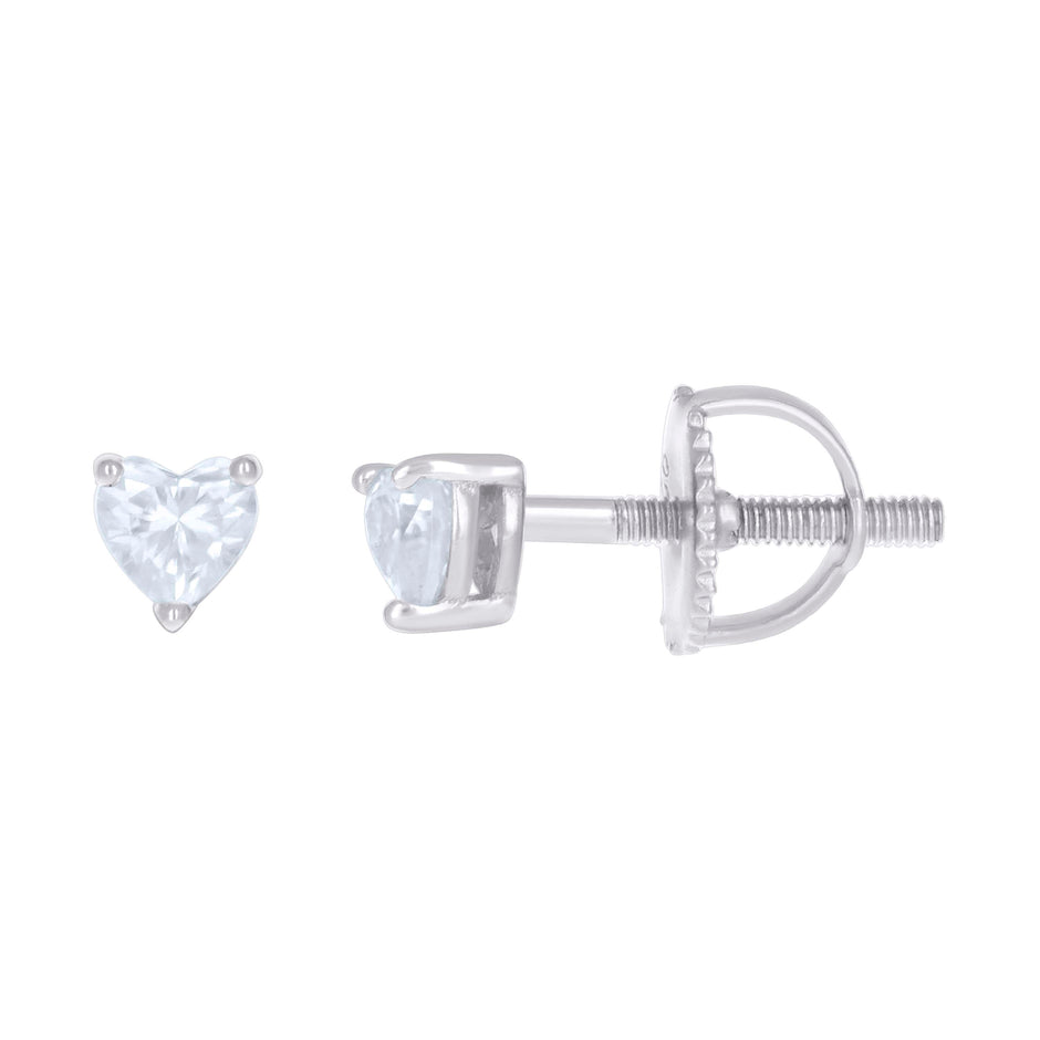 925 Sterling Silver Womens 0.22ct Heart Moissanite Love Heart Stud Earrings