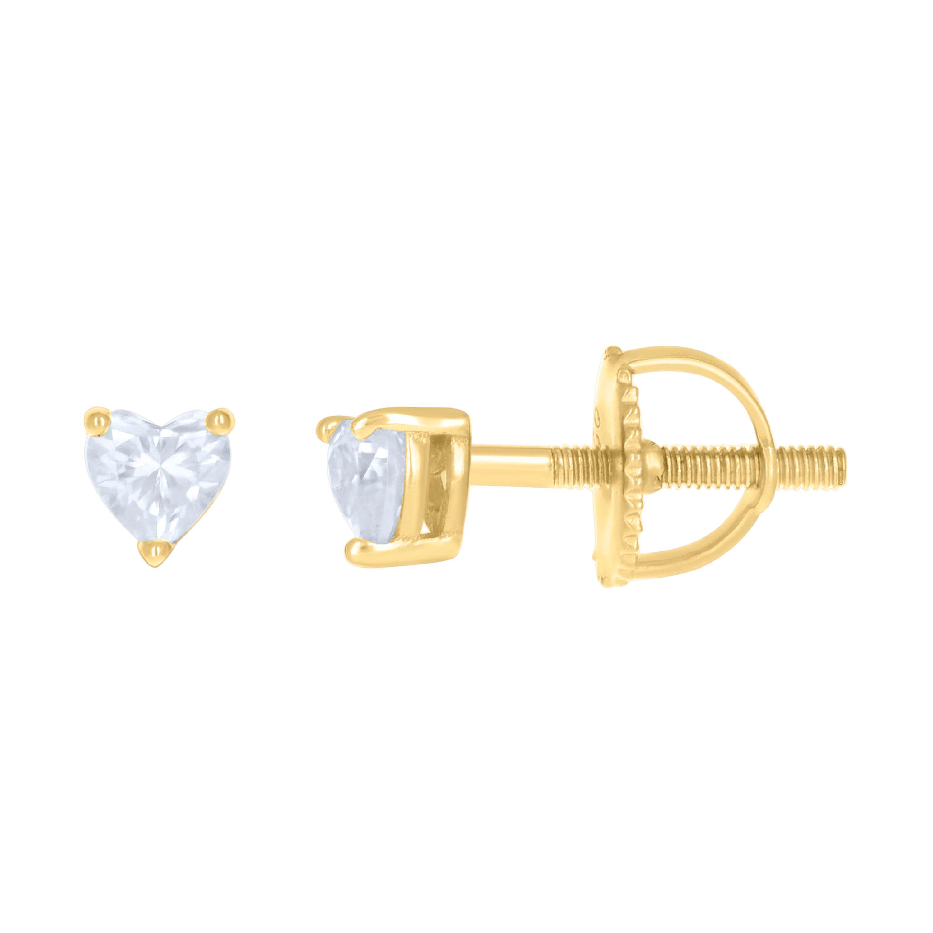 925 Sterling Silver Yellow-tone Womens 0.22ct Heart Moissanite Love Heart Stud Earrings