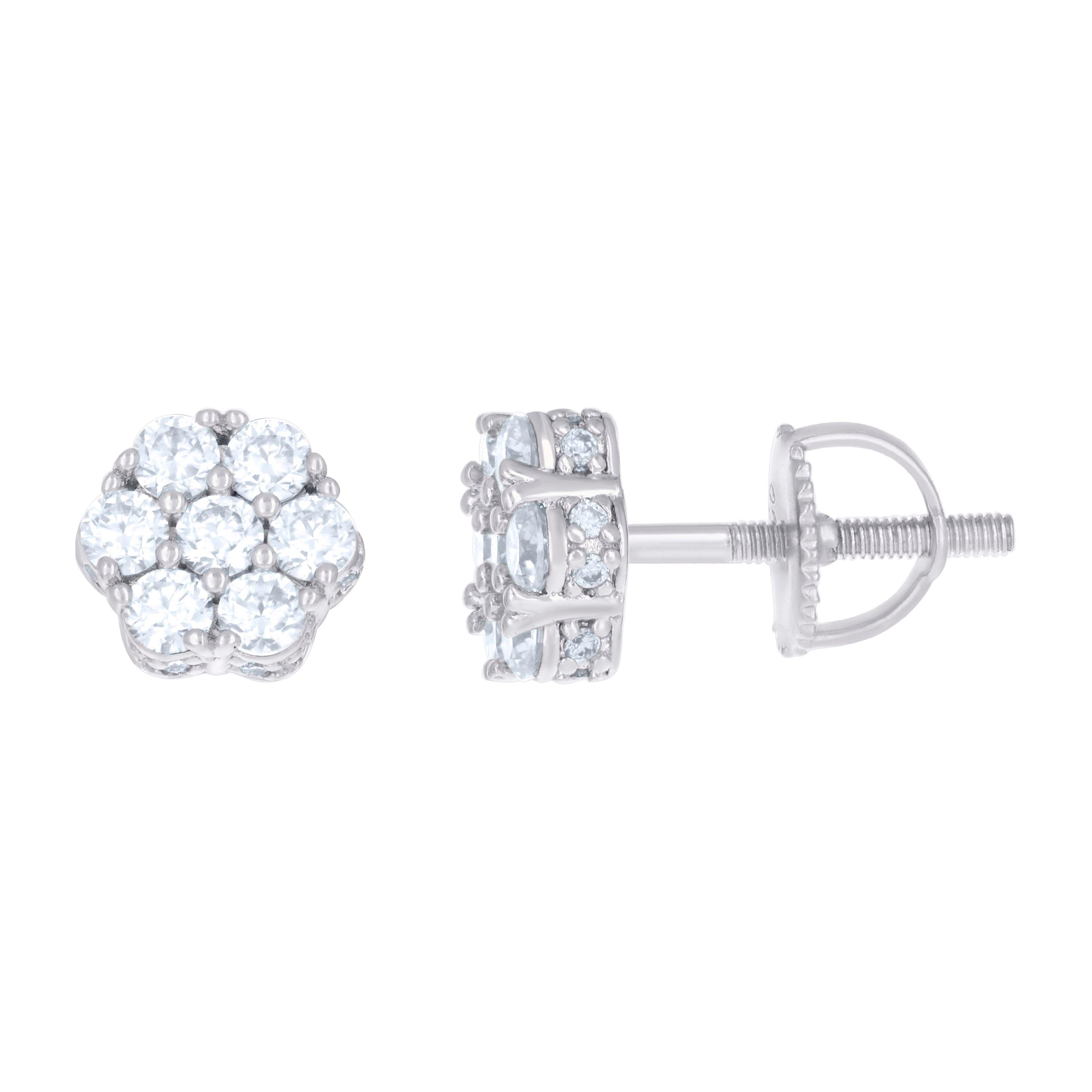 925 Sterling Silver Womens 1.11ct Moissanite Flower Fashion Stud Earrings