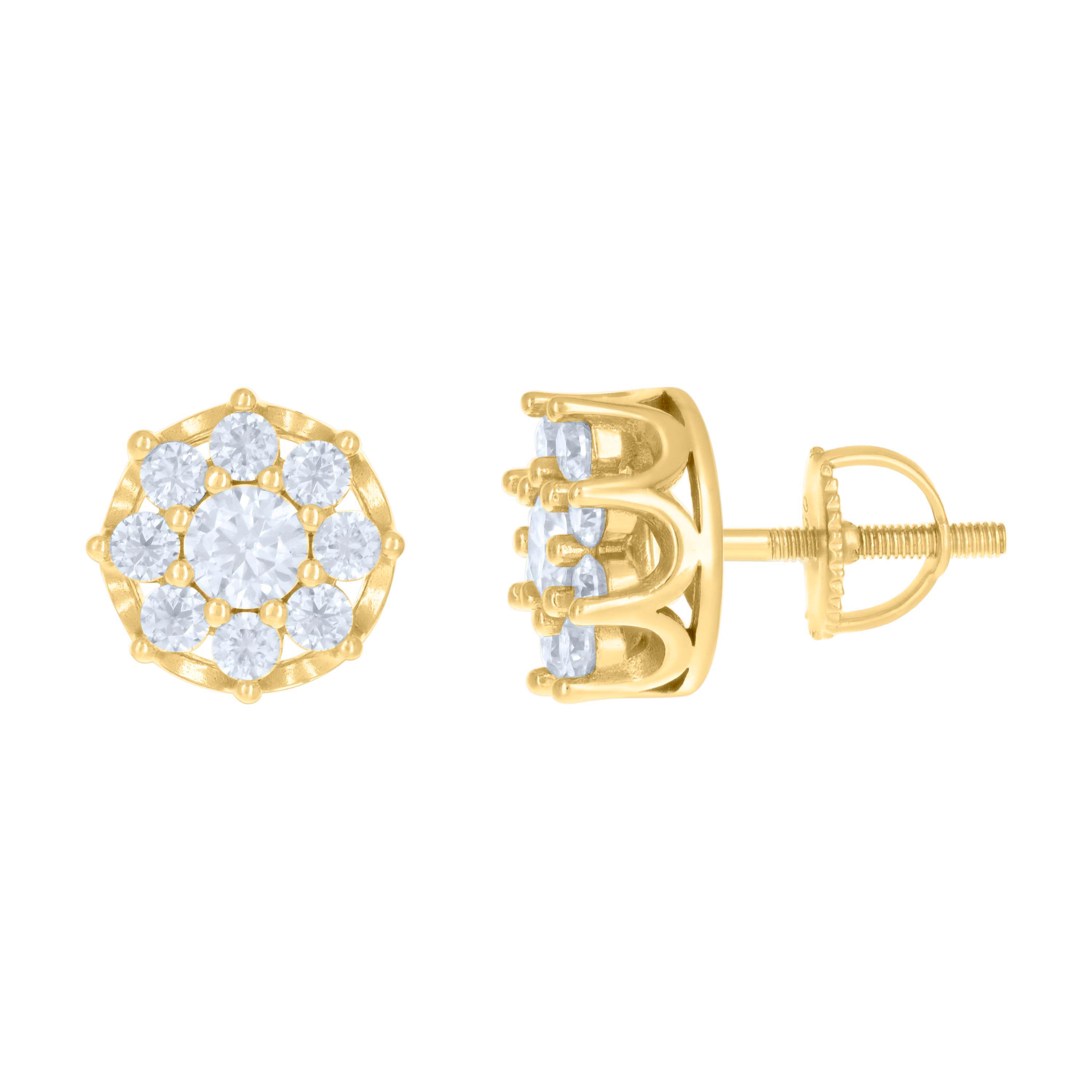 925 Sterling Silver Yellow-tone Womens 1.97ct Moissanite Fashion Stud Earrings