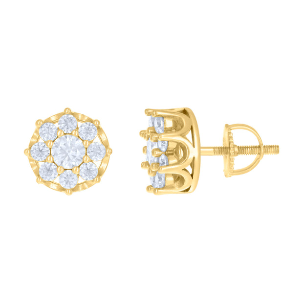 925 Sterling Silver Yellow-tone Womens 1.97ct Moissanite Fashion Stud Earrings