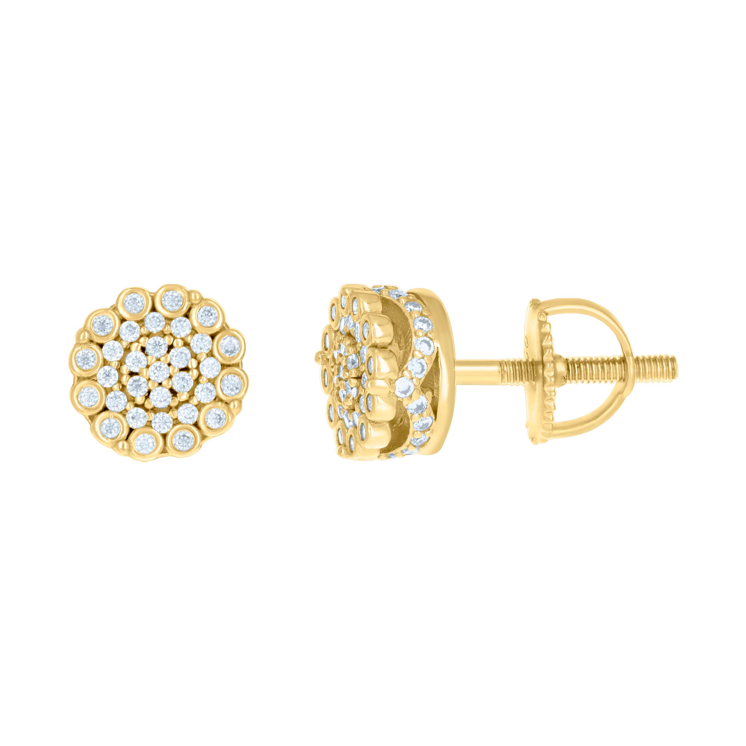 925 Sterling Silver Yellow-tone Womens 0.62ct Moissanite Flower Fashion Stud Earrings