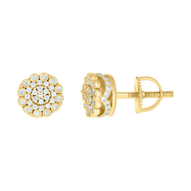 925 Sterling Silver Yellow-tone Womens 0.62ct Moissanite Flower Fashion Stud Earrings